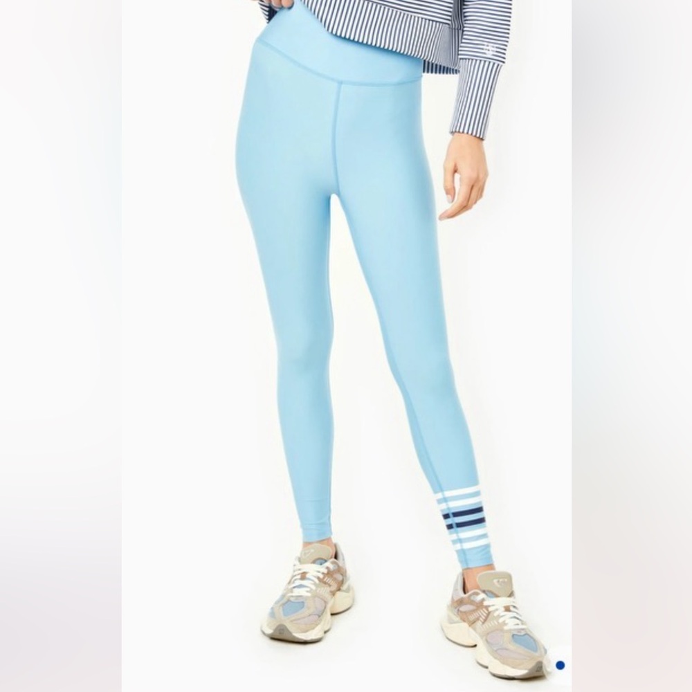 Light Blue Leggings with Striped Detail